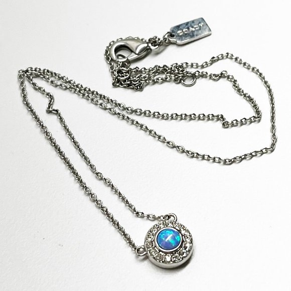 Coach Blue Opal & Silver Dainty Circle Necklace - Picture 5 of 6